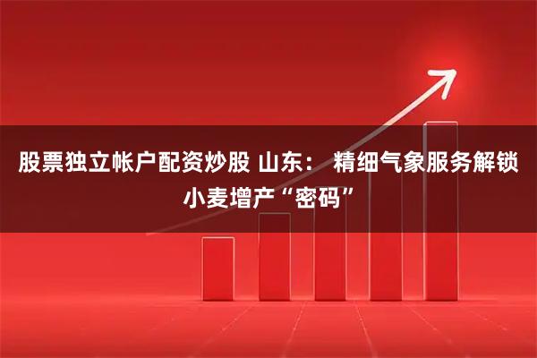 股票独立帐户配资炒股 山东： 精细气象服务解锁小麦增产“密码”
